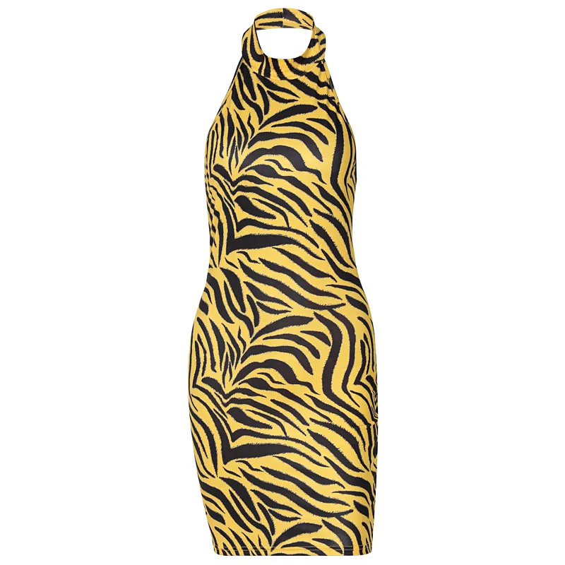 

European and American 2021 New Spring Fashion Sexy Print Sleeveless Open Back Dress For Women