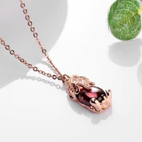 exquisite rose gold plated titanium steel necklace natural gems crystal pi xiu necklace for women good lucky jewelry xmas gift