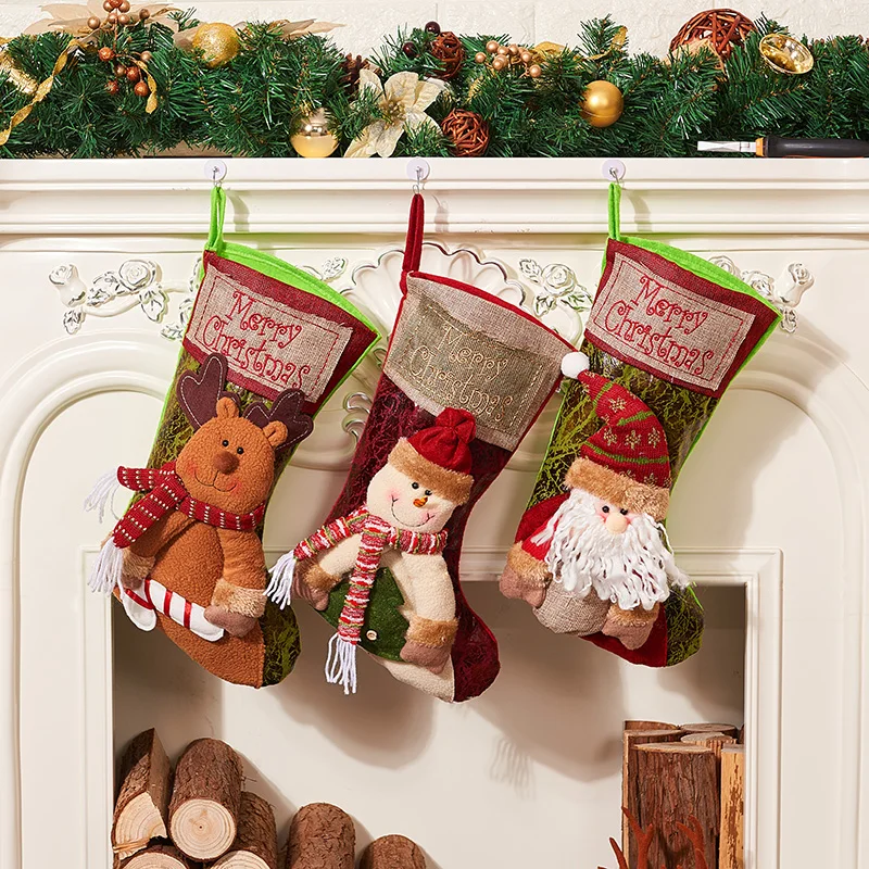 Классические колготки сумки носки с Санта Клаусом украшения 25*37 см