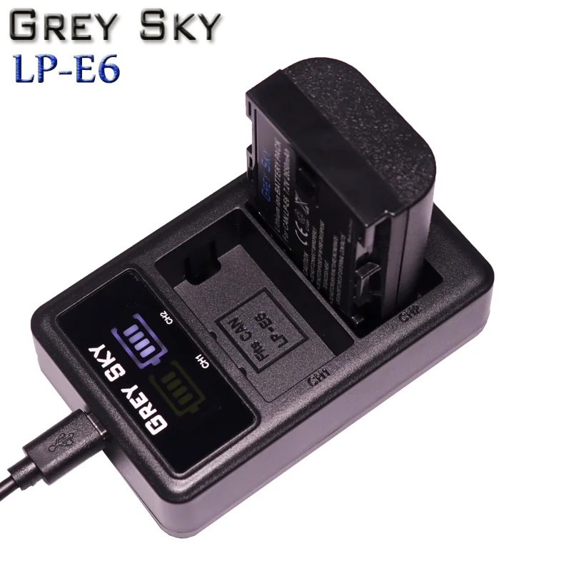 2650mAh LP E6 LP-E6 LPE6 батарея для цифровой камеры + USB LCD двойное зарядное устройство Canon