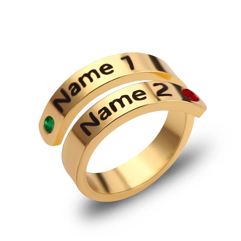 Кольцо из нержавеющей стали с гравировкой под заказ 2 именами для пар ювелирные