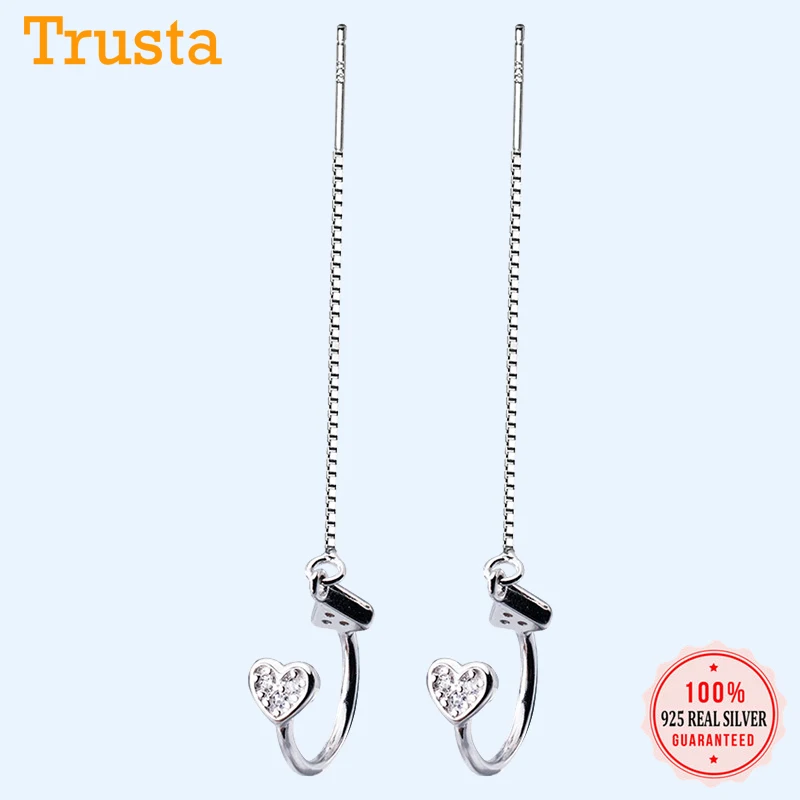 Trustdavis 100% серьги из настоящего серебра 925 пробы клипса для ушей с линией 10 7 см