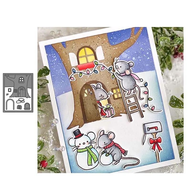 Новинка 2019 г. металлические Вырубные штампы с большим деревом цветочные границы