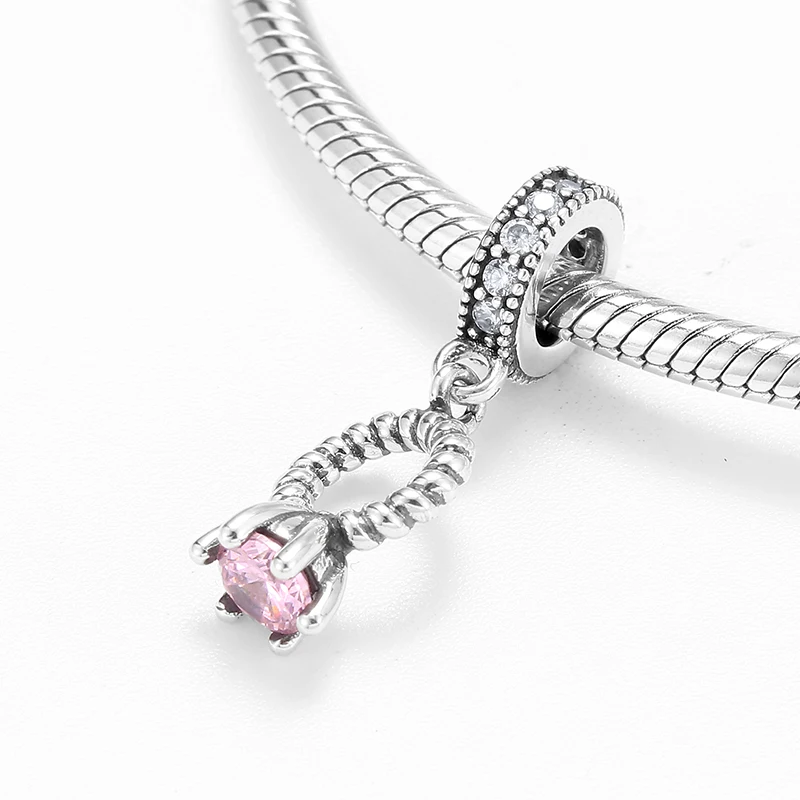 Женское кольцо из серебра 925 пробы с розовым кулоном | Украшения и аксессуары