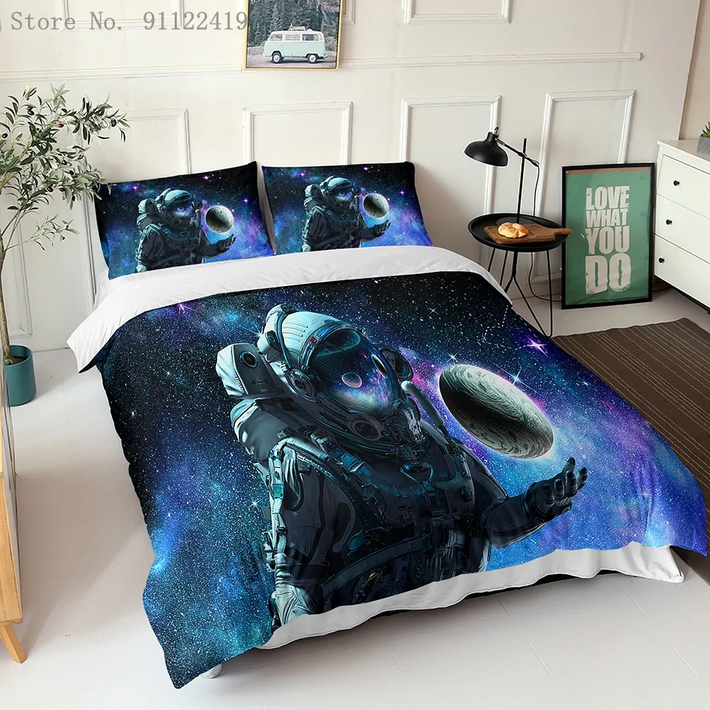 Комплект постельного белья из микрофибры с рисунком ракеты детский подарок