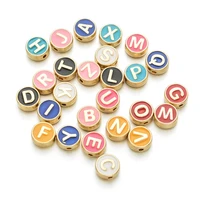 100pcslot 8mm mixed colorful alloy letter round beads for jewelry making diy necklace bracelet handmade crafts accessories