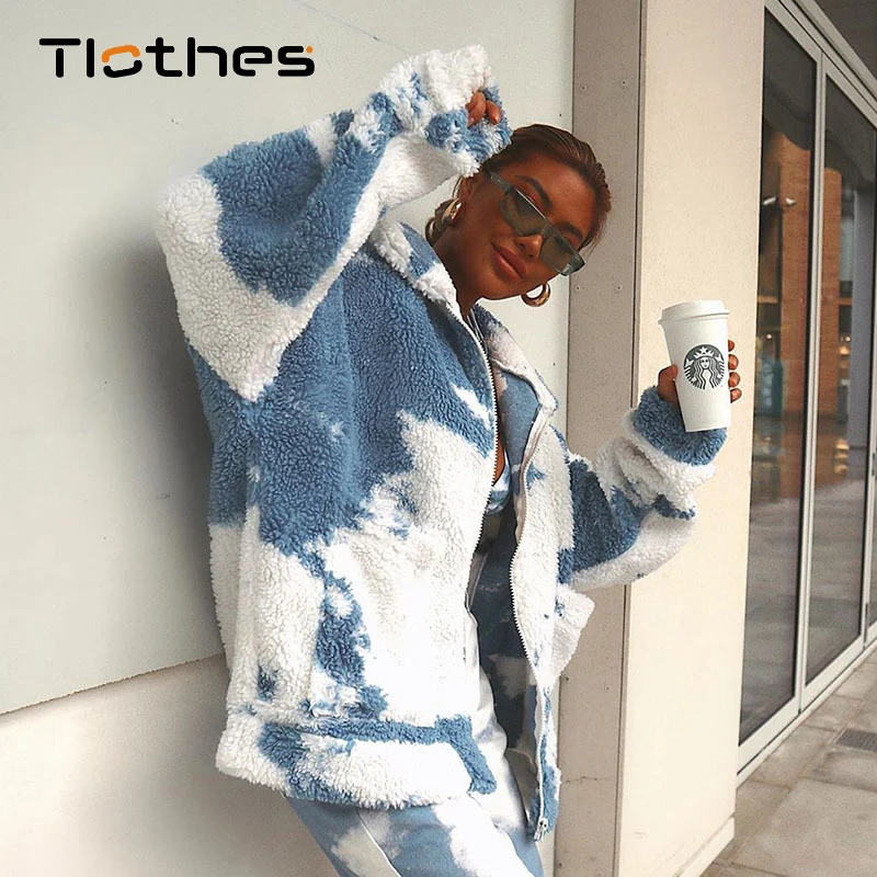 Проблемные куртки с узором в виде облаков из овечьей шерсти Пальто и Женское