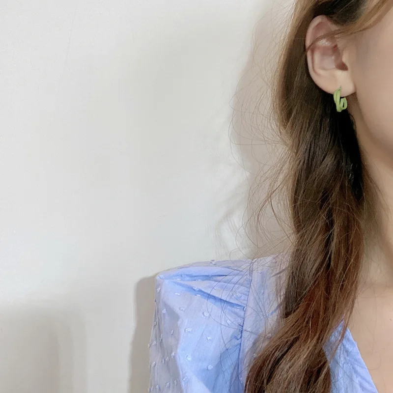 Маленькие серьги кольца S925 с иглой простое ювелирное изделие двухслойные