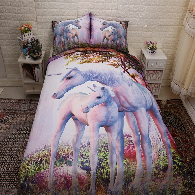 

Animal Unicorn 3D Print Comforter Bedding Set Fantasy Duvet Covers Pillowcase Home Textile Queen King Size Luxury Cute Cartoon