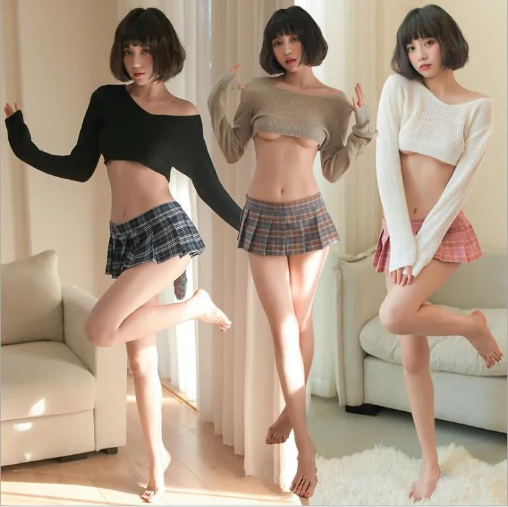 Women Sexy Schoolgirl Cosplay Costume Student Cheerleader Plaid Nightclub Party Super Mini Pleated Cute Ladies Short Skirts |