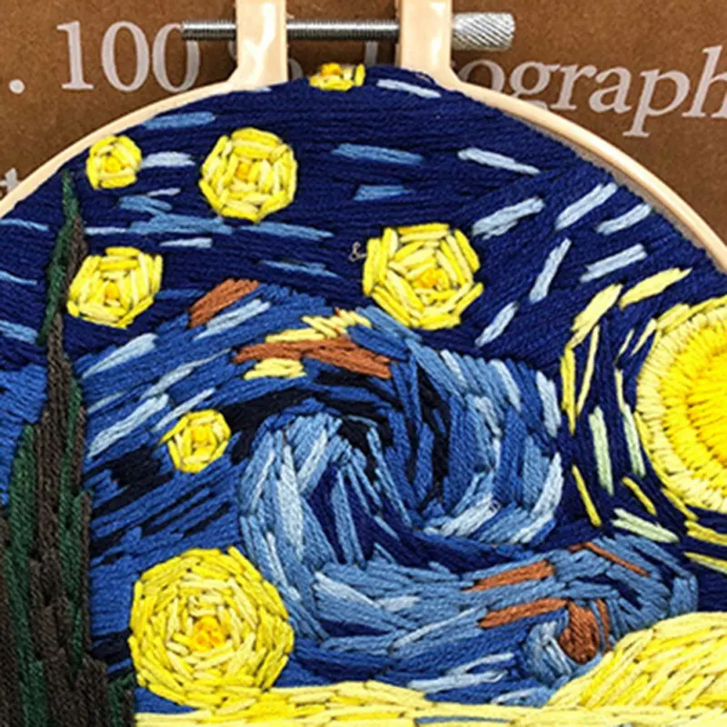 

Embroidery Kits With Hoop Flower Cross Stitch Needlework Sets Handwork Swing Art Craft Painting Wall Home Decor Gift