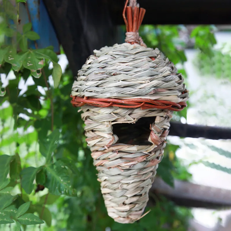 Natural Grass Egg Cage Bird House Outdoor Decorative Weaved 