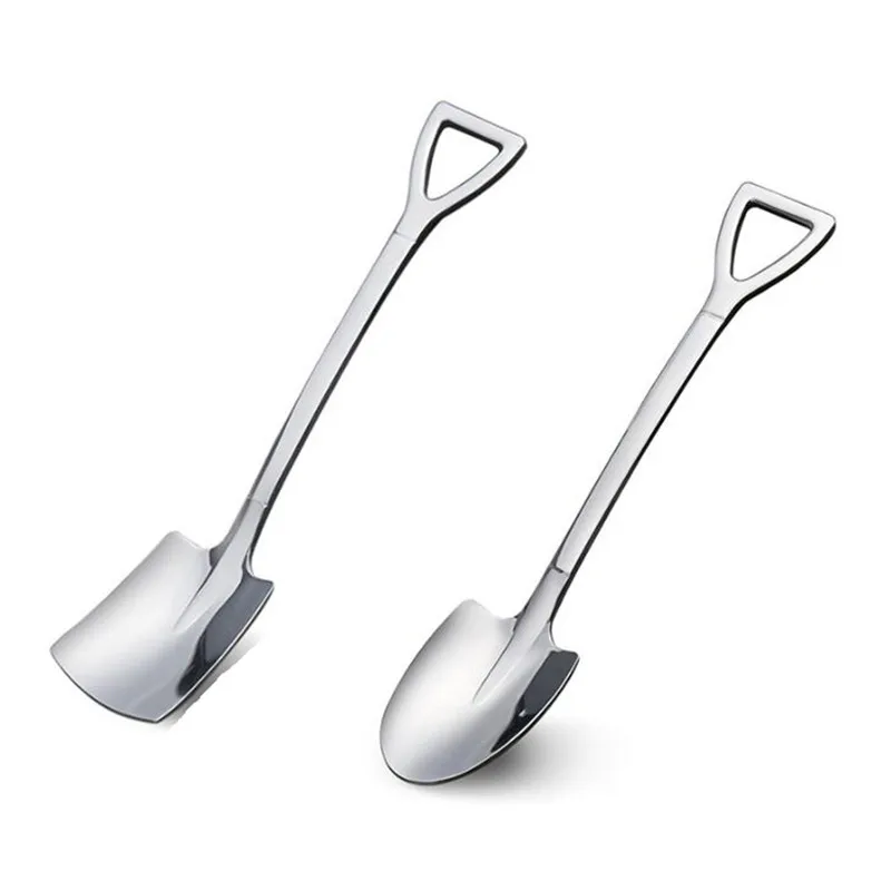 

4PCS Coffee Spoon Cutlery Set Stainless Steel Retro Iron Shovel Ice Cream Spoon Scoop Creative Spoon Tea-spoon Kitchen Tableware