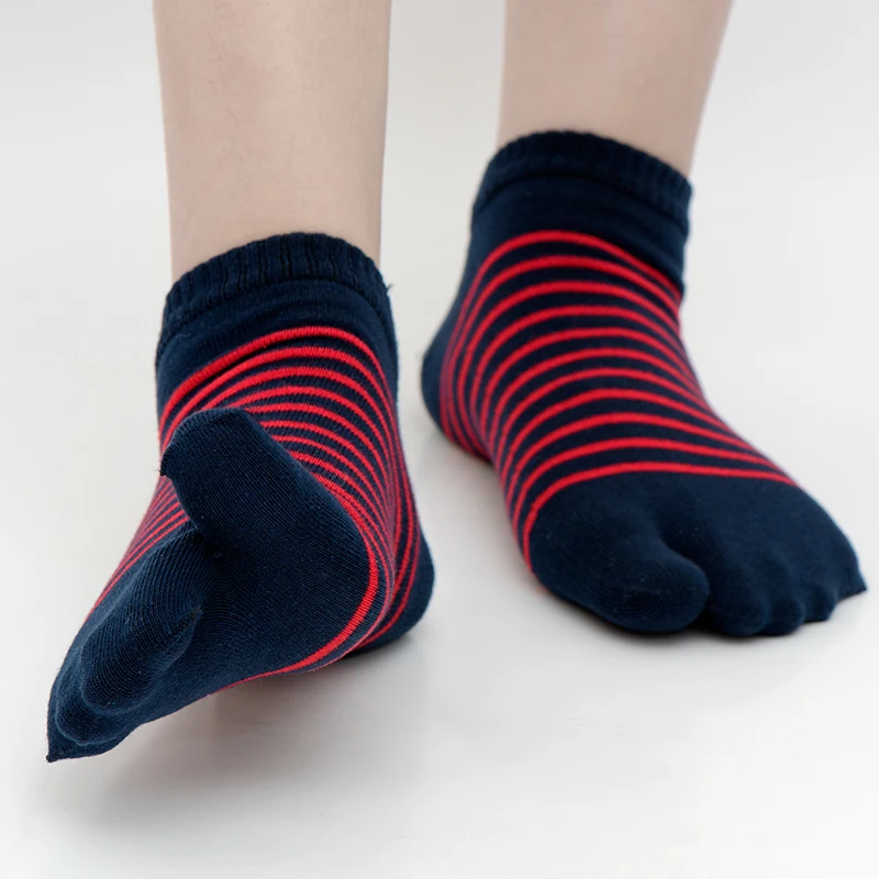 1 пара мужские короткие полосатые хлопковые носки с двумя пальцами|toe socks men|mens dress