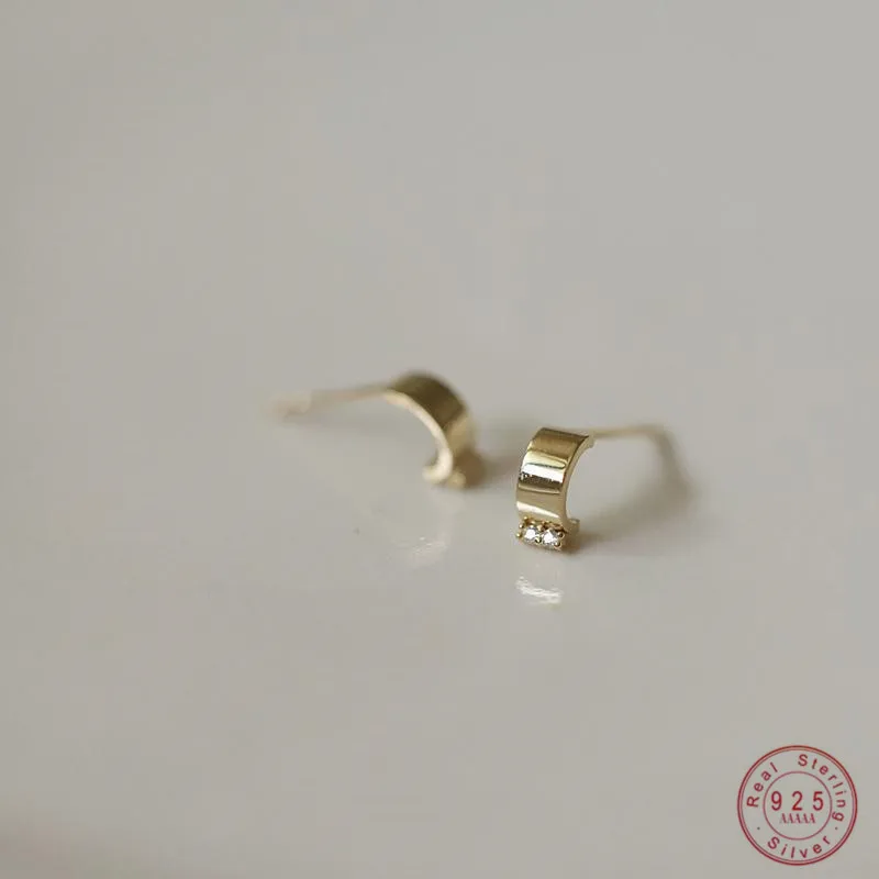 

925 Sterling Silver French Cold Style Glossy Earrings Women Classic Vintage Electroplating 14k Gold Jewelry Accessories