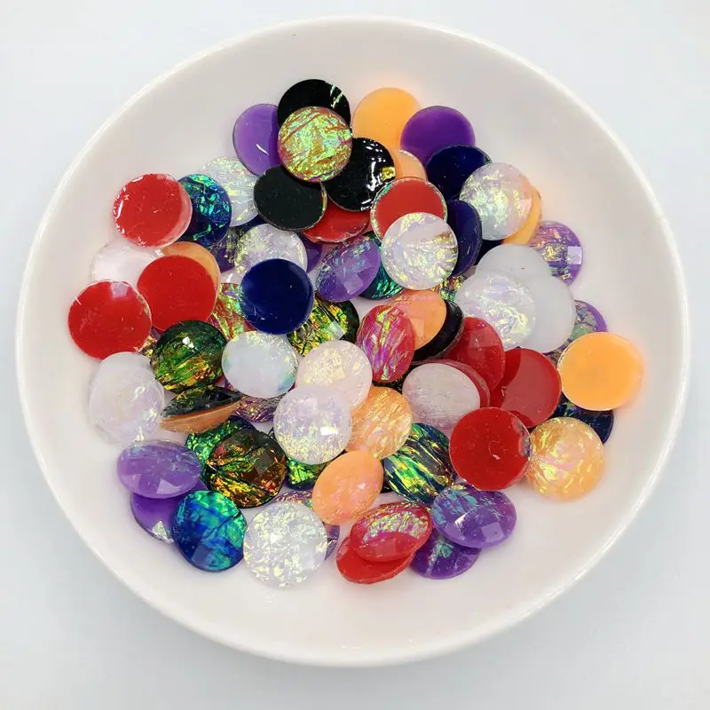 Блестящие круглые хрустальные камни стразы из смолы кристалл AB цвет с плоской