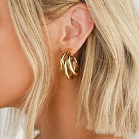 docona punk irregular geometric hoop earrings for women simple c shaped metal alloy earring female jewelry accessory gift 6984