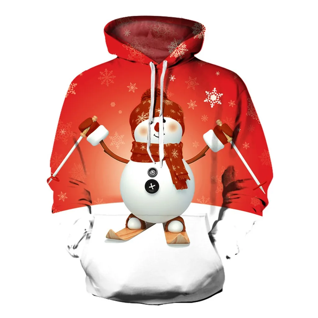 Модная Рождественская Толстовка с принтом снеговика Свободная Женская