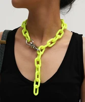 acrylic long chain necklace bohemian chunky lock plastic choker collar necklace pendant for women bijoux fashion accessories