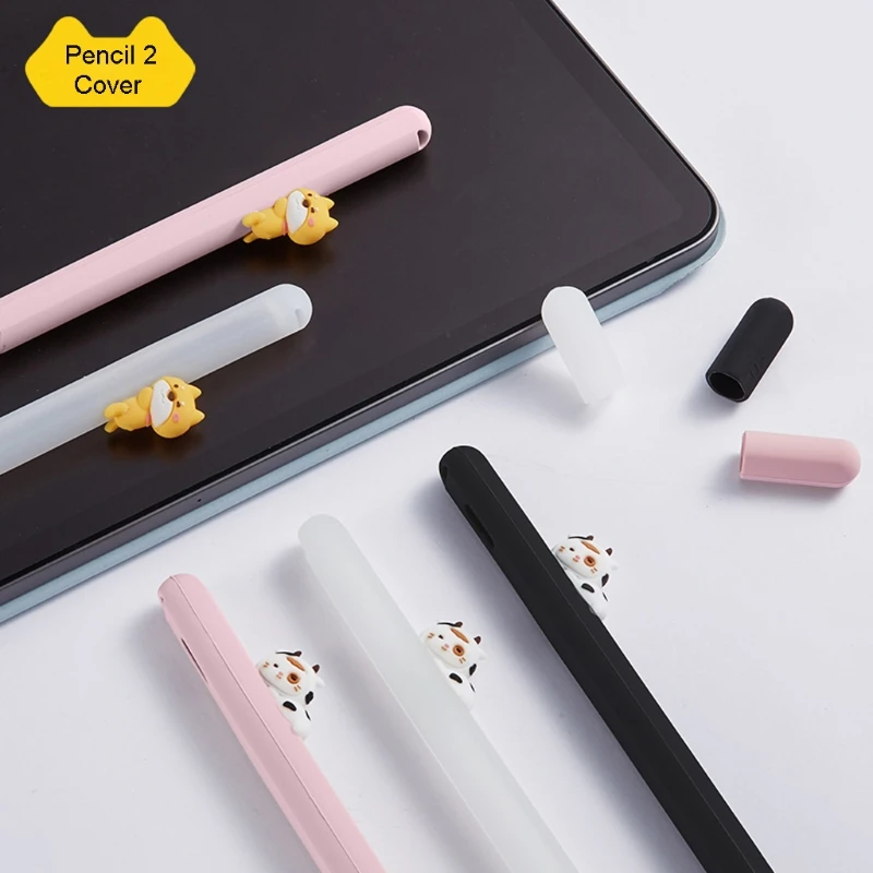 

Cute Cat Silicone Protective Case Pouch Cap Holder Nib Cover For -Apple Pencil 2 652E