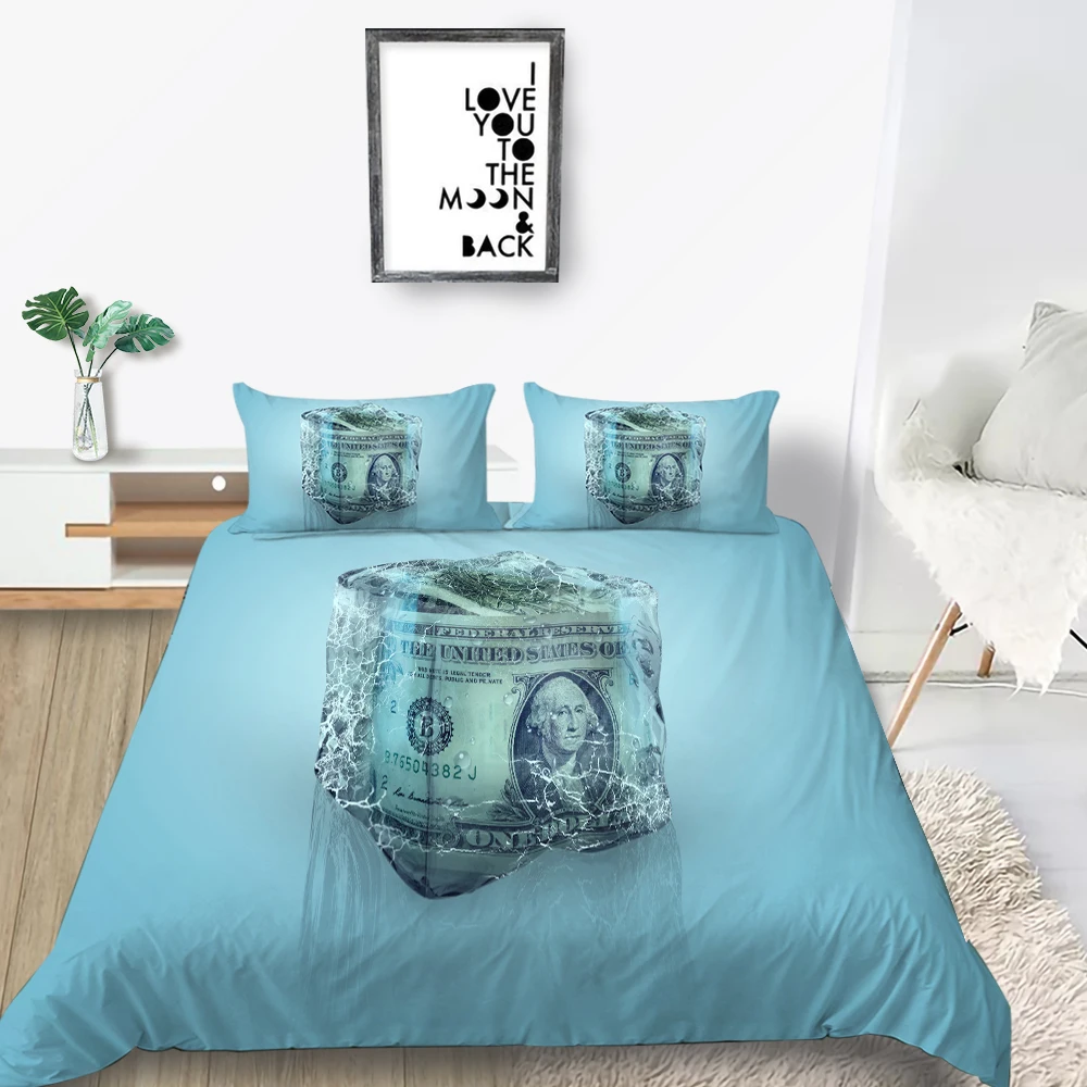 Комплект постельного белья с изображением денег мягкий креативный трехмерным