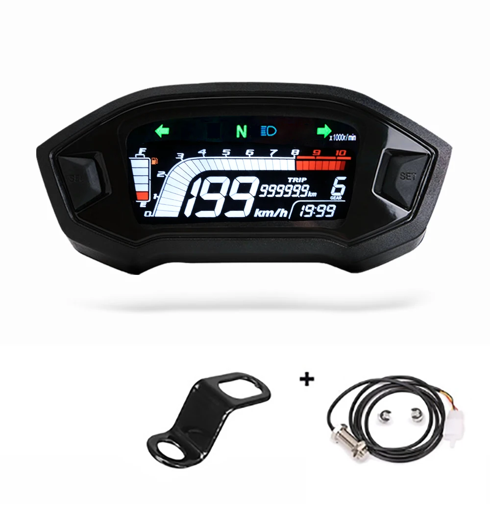 Мотоциклетный универсальный цилиндр с ЖК дисплеем для 1 2 4 Спидометр 10000 об/мин