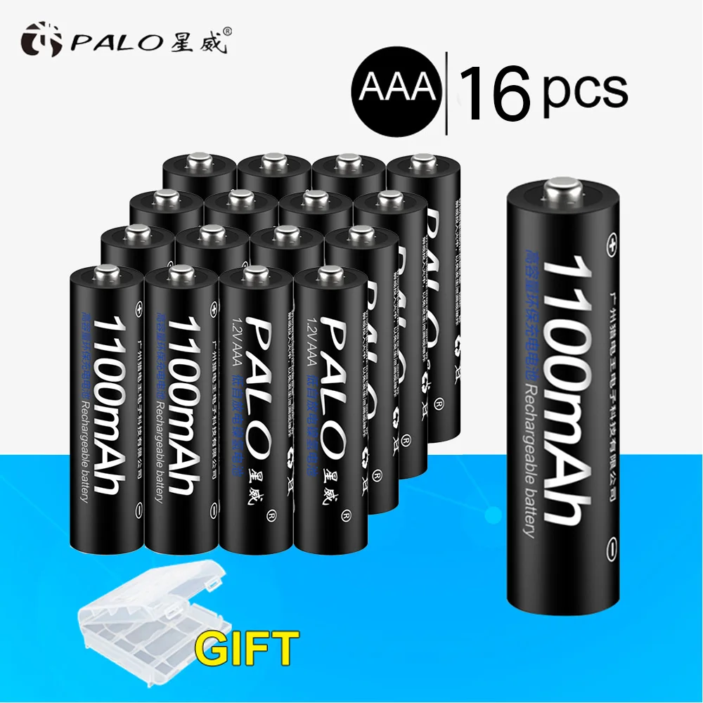 PALO, 4 шт., 8 шт., 16 шт.,, 3А, AAA, аккумуляторная батарея, 1100 мА/ч, 1,2 в, AAA, NIMH, аккумуляторная батарея, батарея 3A, батарея - Цвет: 16pcs