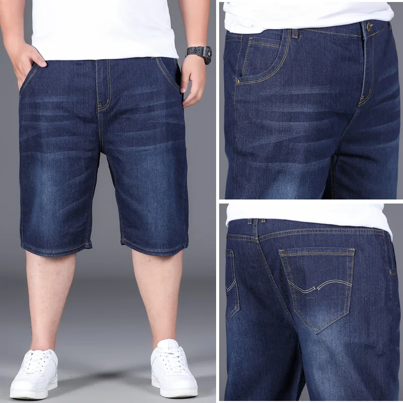 2021 Summer Business Casual Knee Length Men‘s Short Jeans Large Size Loose Plus Size Fashion Five-point Men Jeans