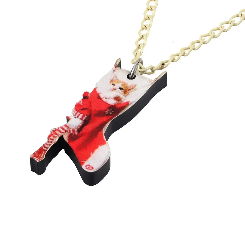 Bonsny акриловые рождественские носки тряпичная кукла кошка ожерелье с котенком