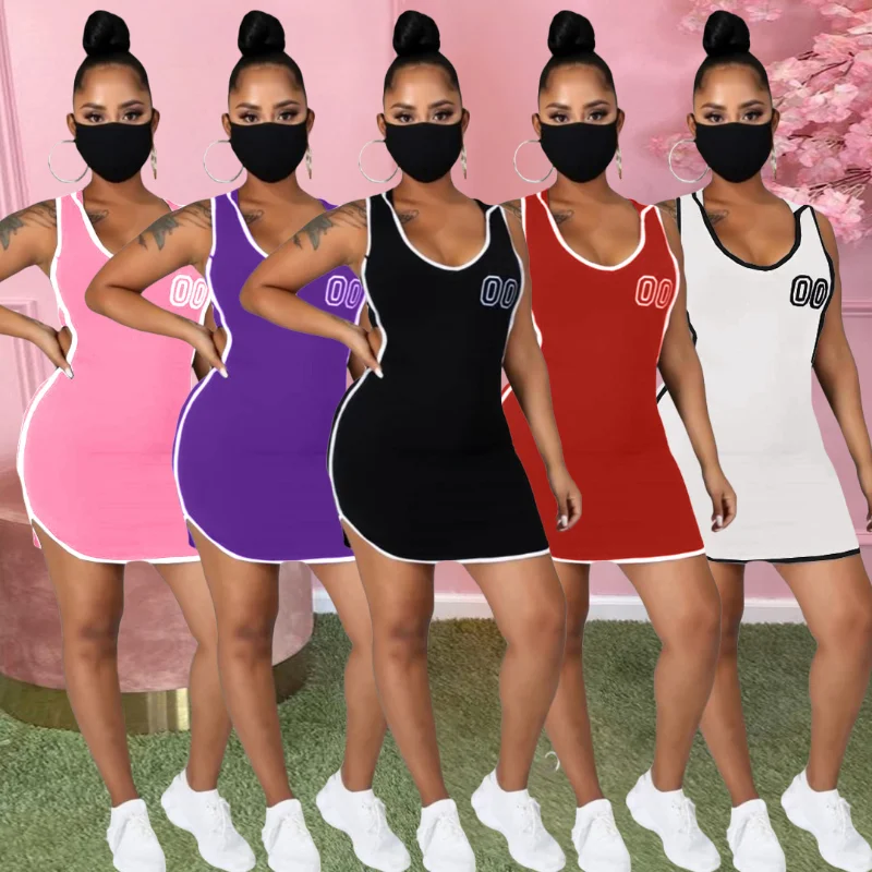 

Женское короткое Спортивное платье с капюшоном, повседневное однотонное платье-футляр без рукавов с круглым вырезом и вырезами на талии, с ...