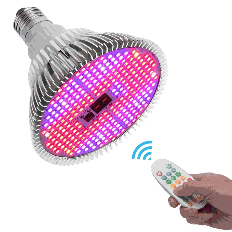 

Remote Control Lot 100W LED Grow Light Full Spectrum E27 Growth LED Bulb for Indoor Greenhouse Plant Flower Veggies