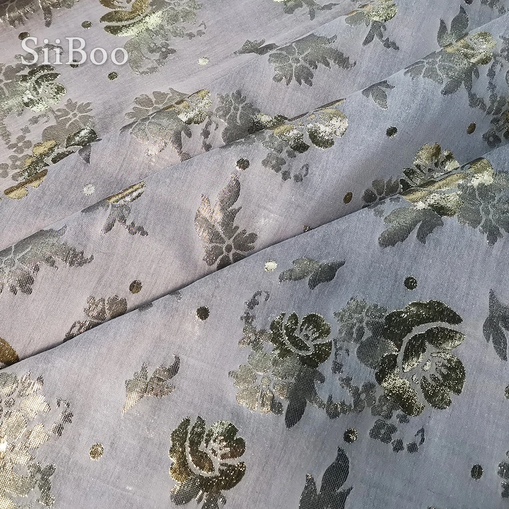 Роскошная золотая Цветочная металлическая жаккардовая натуральная шелковая