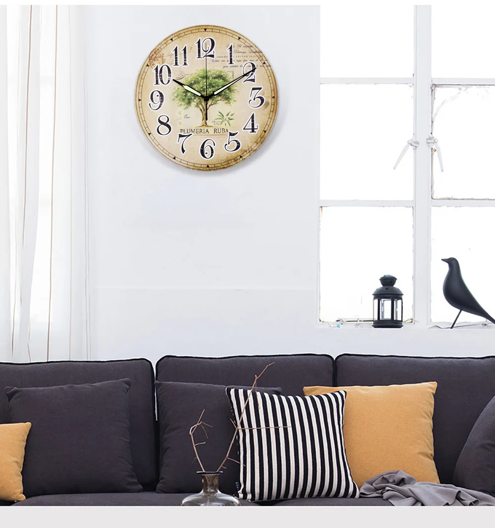 Современный испанский стиль зеленое растение украшения настенные часы для