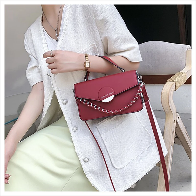 

High Quality Personality Small Square Buckle Chain Handbag Women's Bag 2021 Spring New Fashion Lady Shoulder Bag Messenger Bag