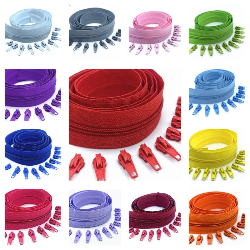 

Wholesale 3#10 Meters Zipper By The Yard Nylon Coil Zippers with 10pcs Zipper Slider for Purses, Bags and Other Sewing Zipper
