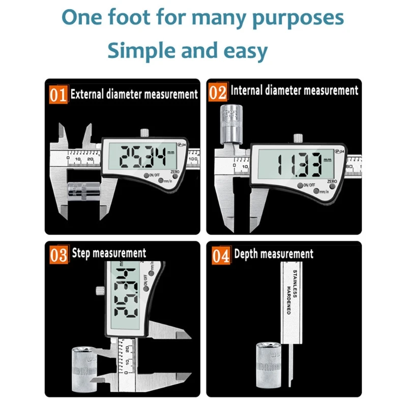 

150mm 6'' Stainless Steel Digital Vernier Caliper IP54 Electronic LCD Calipers Y4QC