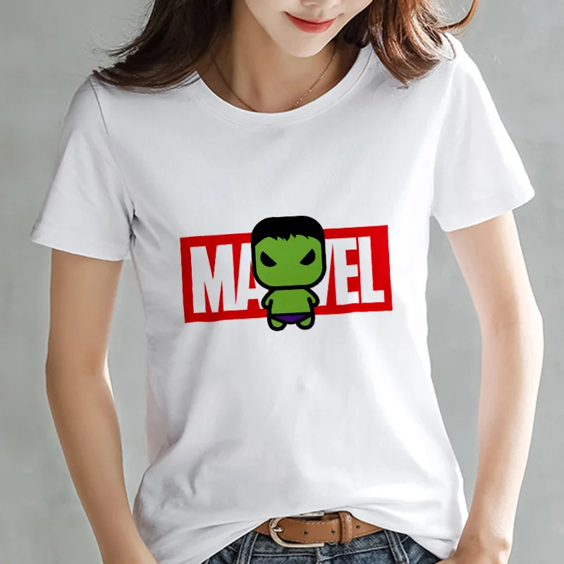 XWT2557 LUSLOS серия Marvel Футболка модная Супергерои мультфильм печать белая футболка Женская Повседневная короткий рукав o-образный вырез футболки - Цвет: XWT2557