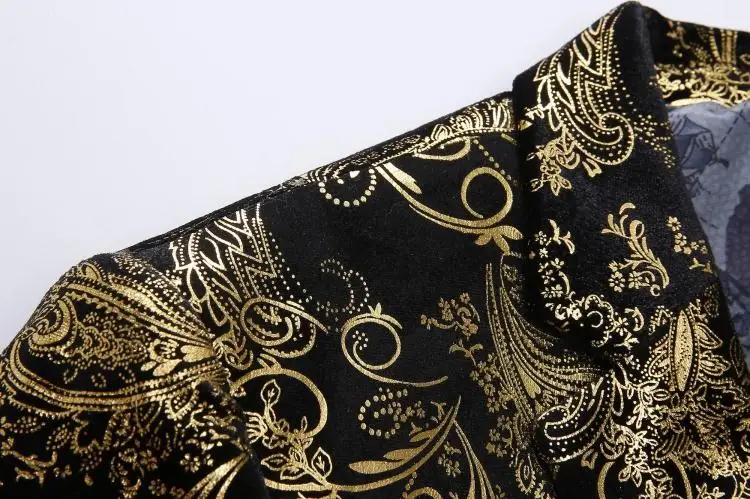 Печатные золотые мужские Топы блейзер для вечернего певца выпускного вечера