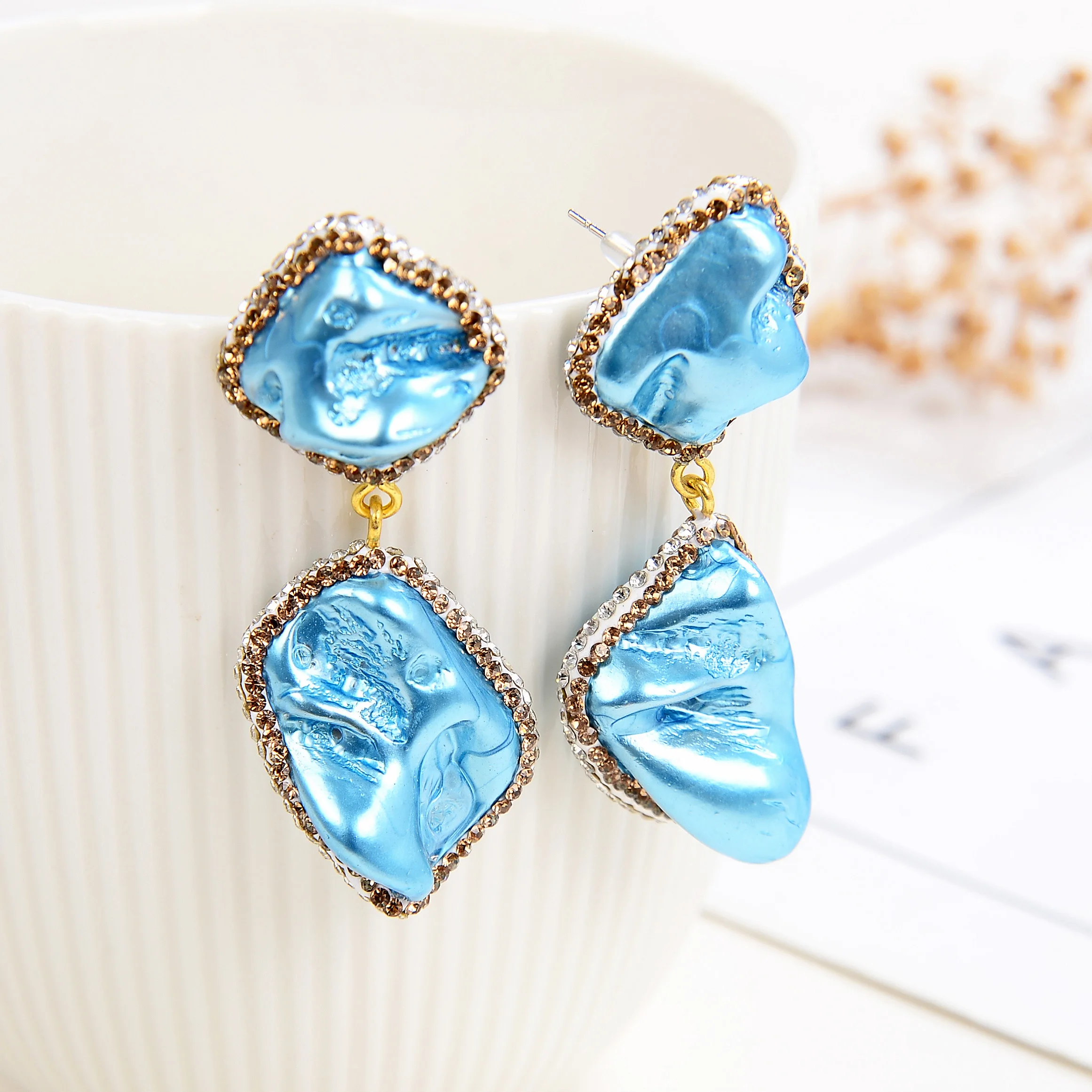 Новое поступление роскошные розовые висячие серьги из искусственной ракушки для