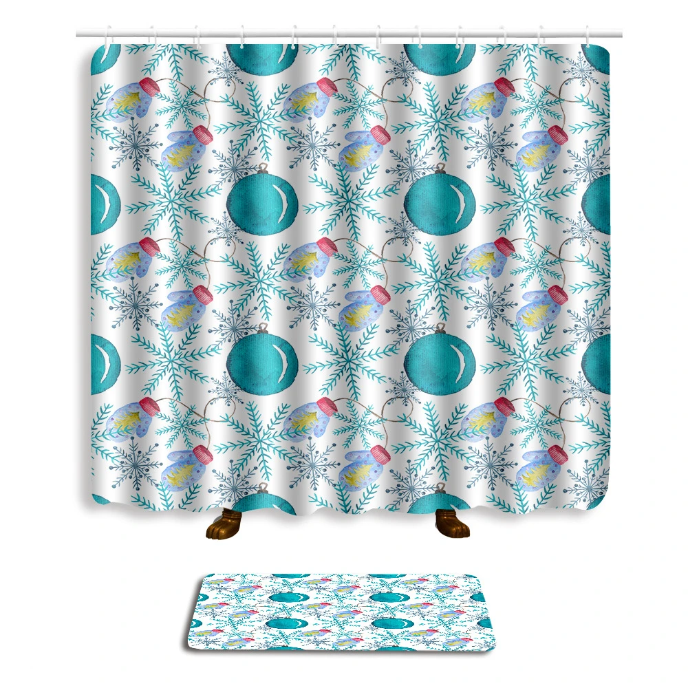 

Zeegle Bath Mat with Shower Curtain Waterproof Shower Curtain with Hooks Anti-slip Foot Mat Toilet Floor Doormat Absorption Rug