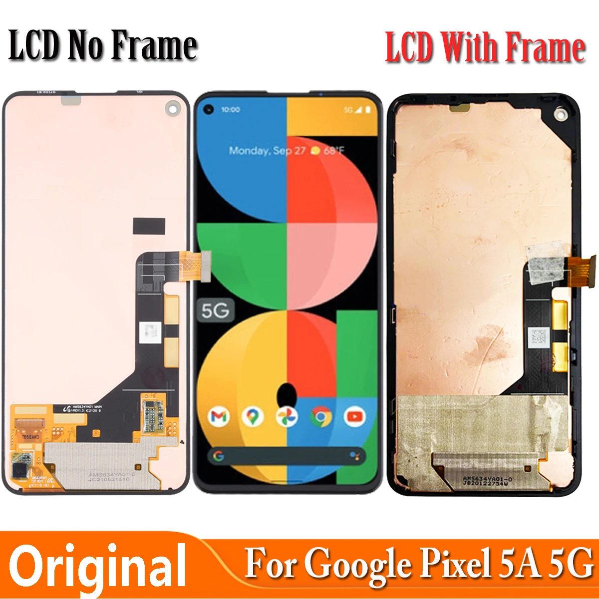 Pantalla LCD Original OLCD de 6,34 pulgadas para Google Pixel 5A, montaje de digitalizador con pantalla t&aacute;ctil para Google Pixel 5 A, LCD con marco Pixel5A-0