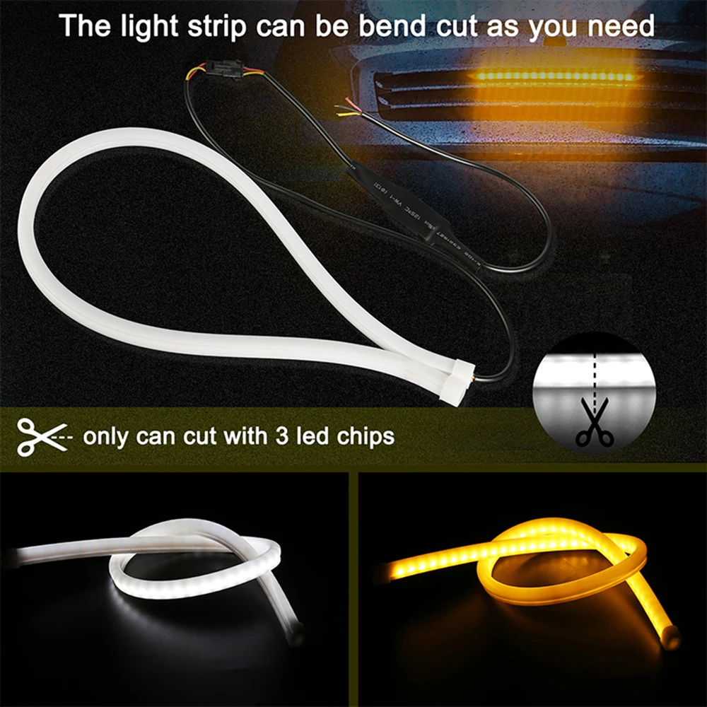 Гибкая силиконовая светодиодная лента для дневных ходовых огней 30 см 45 60 85 12