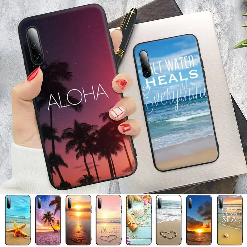 

Sunset Beach Sea Black Rubber Phone Case For Honor 7A Pro 7C 10i 8A 8X 8S 8 9 10 20 Lite Cover