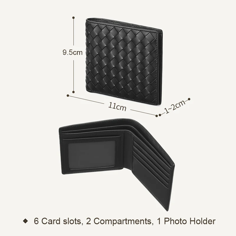 BV8017 Black Мужские кошельки, кожа, топ, детская коровья кожа, короткий зажим для денег, модный тканый роскошный брендовый кошелек, Простой деловой, Новинка - Цвет: BV8017 Black