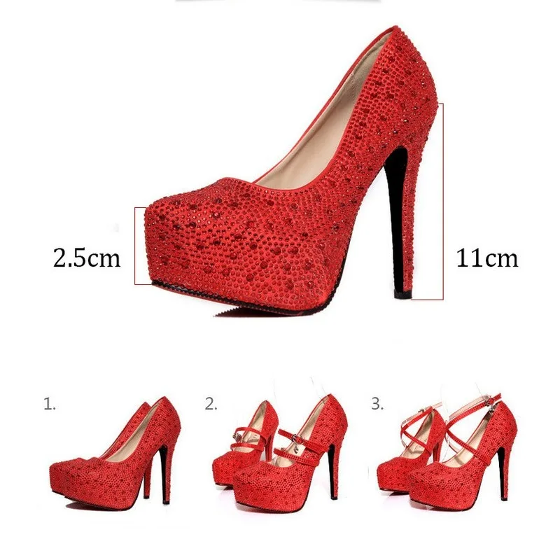 

Crystal Pumps Women Shoes Platform High Heels Wedding Shoes Bride Red Silver Platform High Heels Ladies Shoes Woman Sandals 2020