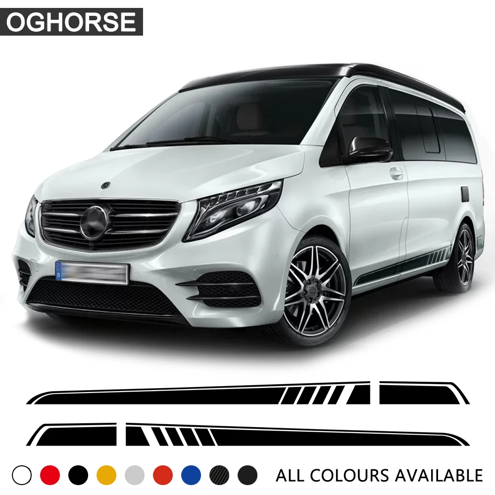 Автомобильные стильные боковые юбки Srtipes наклейки для Mercedes Benz Vito V Class V260L W447 LWB 2014