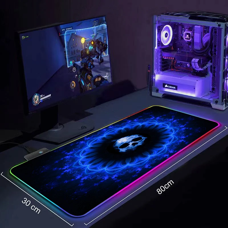 

Big Keyboard Desk Mat RGB Large Mouse Pad Dark Skull Gamer Big Mouse Mat Computer Mousepad LED Backlight Gaming Mause Pad