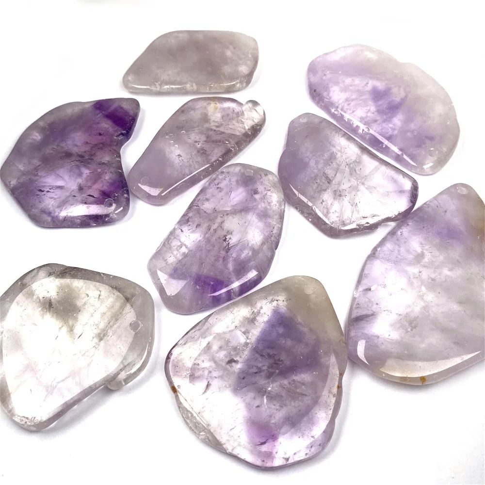 

Natural Stone Irregular Amethysts Pendant Necklace Charms Pendant for Jewelry Making DIY Necklace Size 30x50mm-40x60mm