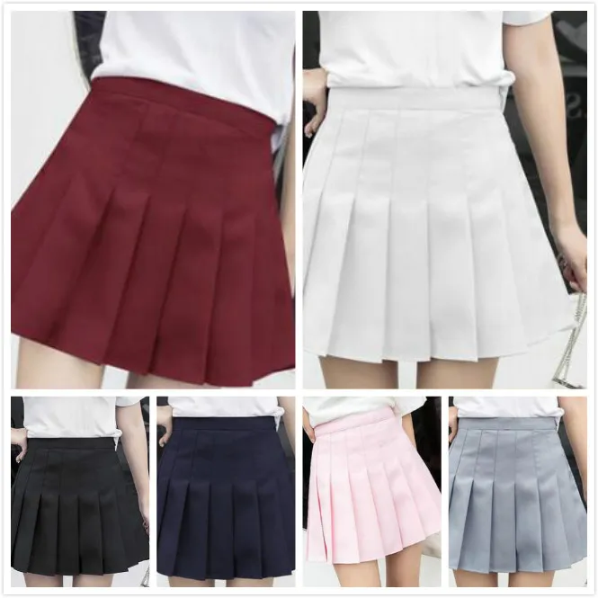 

Korean Version New High Waist Half Short Skirt College Wind A Word Lattice Pleated Skirt Tutu