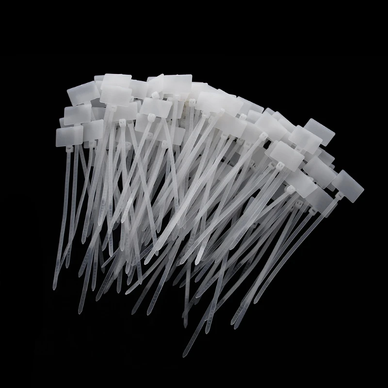 100 шт. белые пластиковые нейлоновые этикетки этикетка кабельная наклейка